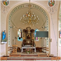 (84/153): Myczkowce - Cerkiew greckokatolicka pw. św. Jerzego w Myczkowcach (obecnie kościół rzymskokatolicki pw. Matki Boskiej Częstochowskiej), wnętrze
